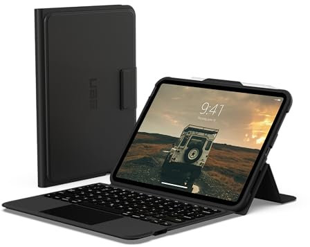 URBAN ARMOR GEAR UAG Designed for iPad 11 A16 11th Gen 2025, 10.9 10th Gen 2022 Case with Keyboard A3354 A3355 - US English Bluetooth Wireless Keyboard Multi-Touch Trackpad Folio Cover, Black/Ash