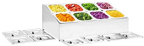 GuyAna Catering Gastronorm Pan Holder(Stainless steel, Dishwasher-safe component parts with lids),Gastronorm Container Holder with 8 GN 1/6 Pan Stainless Steel