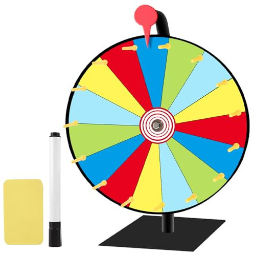 ZOYDP Glücksrad, Glücksrad zum Drehen, Glücksrad zum Selbstgestalten, mit Radiergummi und Markierstift, Gluecksrad Gluecksrad für Lotteriespiele, Wortspiele, Karneval Party, 15 Slots