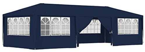 Coavain Pavillon mit Seitenwänden 4x9 m Blau 90 g/m² Partyzelt UV- und Wasserbeständig Gartenpartys Einfach zu Montieren Gartenpavillon Robuster Rahmen Zelt Treffen und Partys im Freien