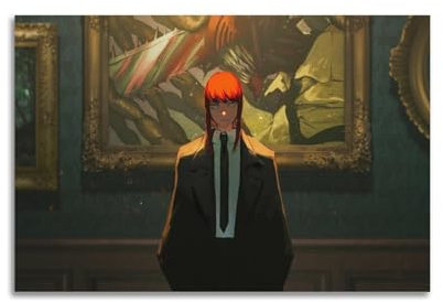 Impr Anime Poster Chainsaw Man Makima Dekorative Poster Malerei Leinwand Poster Wandposter & Kunstbild Moderner Druck Familie Schlafzimmer Dekoration Poster 08x12 Zoll (20x30cm)