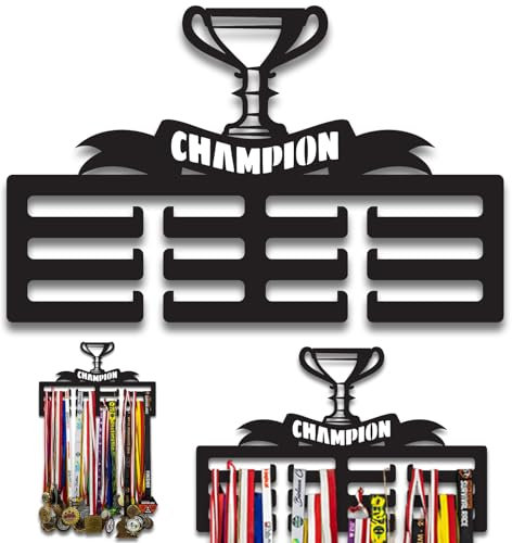 VAILANTES Medaillenhalter Pokal Motiv Pokale Aufbewahrung Medaillen Halterung Geschenk Für Sportler Medaille Holz Schwarz Aufhaenger Kindergeburtstag Medallien Geschenke Fussball Karate Halter Board