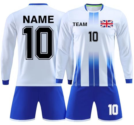 ORYG Personalised Long Sleeves Football Shirts Kit Mens Girls with Name Number Team Logo Custom Football Jersey for Boys