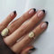 Almond Fake Nails Short, 24Pcs Black French False Nails, Oval Press on Nails, Nude French Nail Tips with Nail Glue, Full Cover Stick on Nail for Women Girls Nails Art(Black)