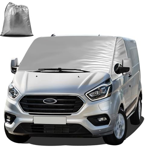 MaxAwe Auto Windschutzscheiben Abdeckung für Transit Custom 2012–2022, 100% Verdunkelnd Frontscheibe Schnee Frost EIS Wrap Cover, Winddichter Wasserdichter UV-Schutz Sonnenblenden für Frontscheibe