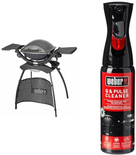 WEBER Barbecue électrique Weber Q 1400 Stand Electric Grill & Nettoyant Barbecues Q et Pulse - Spray Nettoyant Biodégradable - Accessoire Barbecue Weber - Conçu
