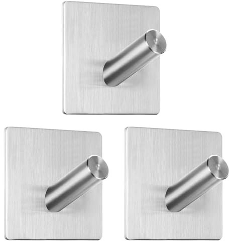 JOYIT Handtuchhalter Ohne Bohren, 3 StüCk Klebehaken, Edelstahl Haken Selbstklebend, Klebehaken Extra Stark für Bad und KüChe