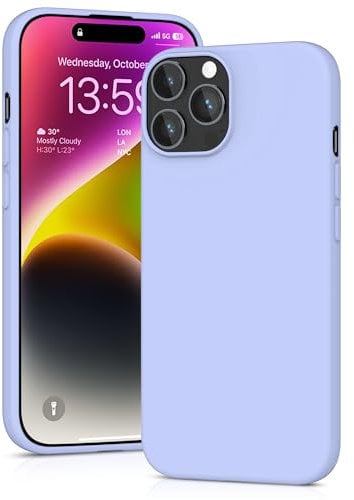 YATWIN Silicone Case for iPhone 14 Pro, Soft-Touch, Shockproof, DustProof, Antiskid Full Body Armour Phone Cover for Apple iPhone 14 Pro - Lilac