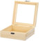 QUARKZMAN Unvollendete Holzvitrine mit Scharnierdeckel, 18 cm x 18 cm x 7 cm Kleine Holzschmuckkiste mit Glasdeckel für DIY-Handwerk, Sammlerstücke, Schmuck, Geschenke und Wohnkultur, Beige