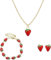 YUEXNKO Erdbeer Kinder Schmuckset, Erdbeerohrringe, Erdbeere Halskette, Erdbeere Armband, Erdbeeren Schmuck, Erdbeere Kinder Ohrringe, Rote Erdbeer Ohrringe, Erdbeer Schmuck Damen