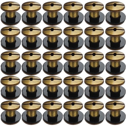 SHSMPXOY 30 Set Rivetti a Vite, M5 x 5 mm Rivetti Chicago, Viti Chicago Screws Chicago Book Viti,Viti Chicago di ricambio in Metallo per Borse, Libri, Collari, Zaini, Guinzagli per Cani (Bronzo)