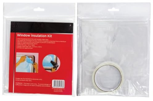 SOTL® Kit d'isolation de fenêtre en plastique transparent pour protection contre les courants d'air, kit de protection contre les intempéries en hiver, avec ruban adhésif double face, isole jusqu'à 5