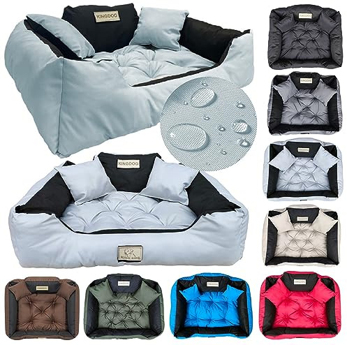 KING DOG Hundebett mit hohem Rand XXL 130 x 105 cm für sehr große Hunde | 2 Kissen inklusive, robustes Material, hoher Liegekomfort, waschbar