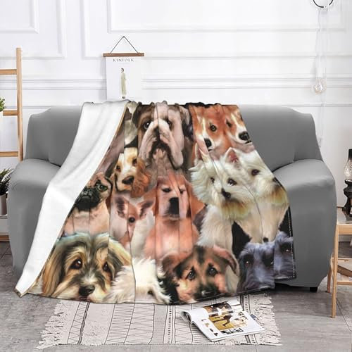 SDFCUMDM Ultraweiche Micro-Fleece-Decke mit Hundemotiv, perfekt für Bett, Sofa, Camping und Reisen