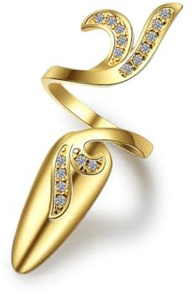 Generisch Damen Zeigefinger Nagelring Fingernagel Ringe Kristall Strass Nagelkappe Abdeckung Ring Nagel für Frauen, Edelstahl, Künstlicher Zirkon