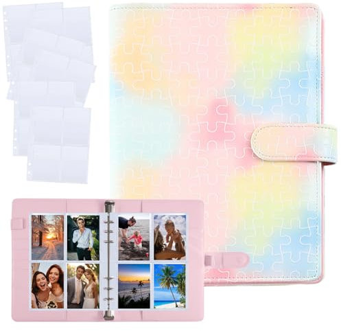 Photocard Binder, Kpop Binder A5 Kpop Photocard Holder, 120 Pockets Kpop Binder 4 Taschen 30 Seiten, Fotoalbum 6 Ringbuch-Album PU Leder Sammelalbum Für Fotosammlung