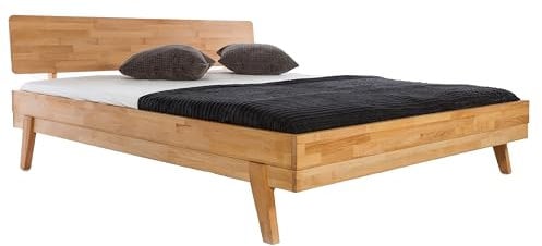 WOODLIVE DESIGN BY NATURE Massivholz-Bett Livia 200 x 200 cm aus Kernbuche, Einzelbett, Doppelbett, inkl. Lattenrost starr