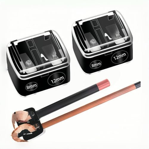 2PCS Makeup Sharpener Anspitzer, Kosmetikspitzer, Spitzer für Kajalstifte mit Doppelloch (12 mm/8 mm) für Augenbrauenstift, Lippenkonturenstift, Eyeliner, Präzisionsklingen