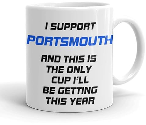 VIROSA Funny Football Mug – “Only Cup I’ll Be Getting This Year” – Gift for Portsmouth Fans, Dad, Friend or Colleague – 11oz Ceramic Coffee Cup – Funny Xmas, Birthday, Father’s Day Present