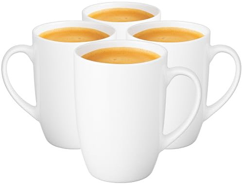 Glasmark KROSNO 1992 Tasse Set 4 Stück Kaffeetassen Keramik Tassen Teetasse Groß 590 ml Weiß