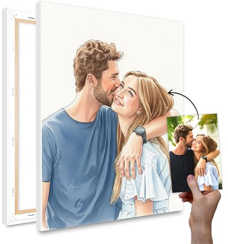 HEI Print Personalisiertes Potrait als Aquarell aus deinem Foto – Individuelles Geschenk als Poster oder Leinwand | Perfekt für Jahrestag, Hochzeit oder Valentinstag