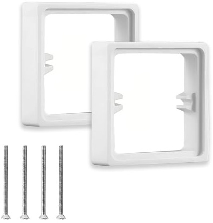 2 Pcs 20mm White Single Socket Spacers, Electrical Socket Spacer | Sockets White Box Extender, ABS Light Switch Spacer Plate with 50mm Screws, Quick Install, Used for Light Switches or Sockets