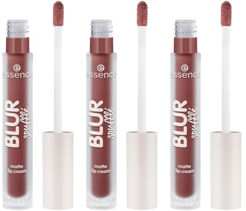 essence BLUR soufflé matte lip cream, Lippenstift, Nr. 12, Nude, matt, vegan, ölfrei, ohne Parabene, ohne Mikroplastikpartikel, 3er Pack (3x3.6ml)