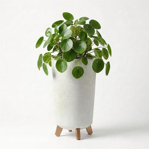 GEEZY Tall White Flower Pot with Legs, 44.5 x 23.9 cm - Weather Resistant Indoor & Outdoor Planter - Modern Flower Planter Pots for Living Room, Garden & Patio
