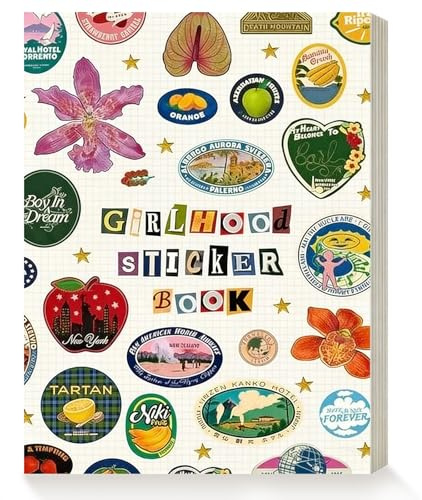 Girlhood Stickerbuch Erwachsene mit 1260 Sticker Aufklebern Früchten Blumen | Ästhetische Stickerbuchfür, Verbesserte Matte Sticker, DIY Scrapbook Zubehör für Scrapbooking Journaling