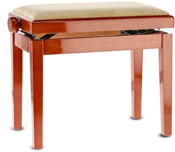 GEWA piano bench Deluxe, solid wood, height adjustable cherry high gloss