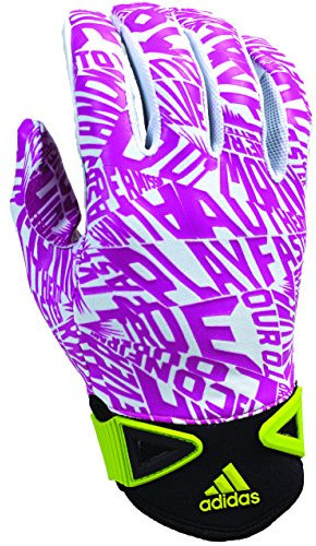 adidas Scream Adult Football Receiver's Gloves, White/Pink, XX-Large