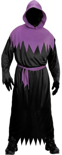 W WIDMANN MILANO Party Fashion - Phantom Kostüm, Erwachsene | Robe mit Kapuze, Gürtel und Maske mit unsichtbarem Gesicht, Sensenmannkostüm für Halloween, Karneval