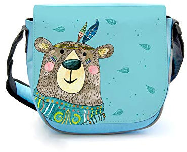 ilka parey wandtattoo-welt® Kindergartentasche Kindertasche Umhängetasche Schultertasche Tasche Flugzeug Doppeldecker mit Eule und Wunschnamen kgt23