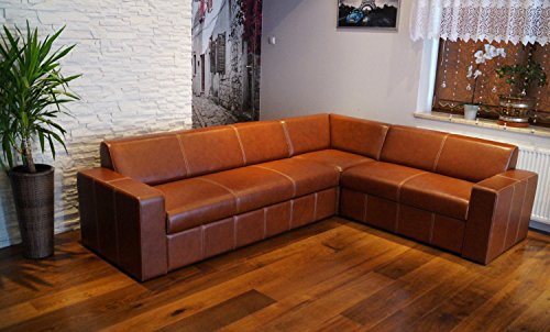 Quattro Meble Echtleder Ecksofa Antalya I RE 272 x 212cm Sofa Couch mit Bettfunktion und Bettkasten Echt Leder Eck Couch