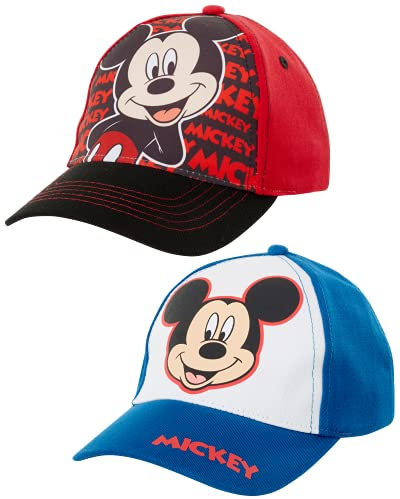 Disney Little Boys Assorted Character Cotton Baseball Cap, 2 Piece Design Set, Age 2-7 (Toddler Boys – Age 2-4 – 51 cm, Mickey Mouse Design – 2 Piece Set)