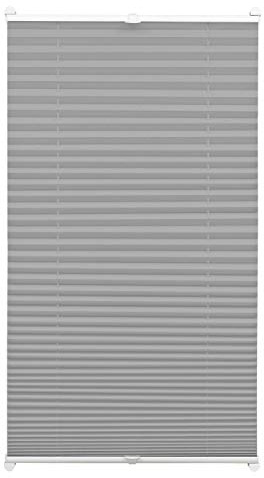 Gardinia EASYFIX Plissee Hanna zum Klemmen, Blickdichtes Faltrollo, Alle Montage-Teile inklusive, Grau, 80 x 130 cm (BxH)