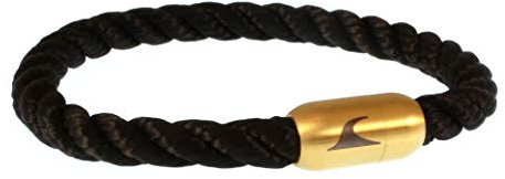 WAVEPIRATE® Segeltau-Armband Sylt K Schwarz/Gold 21 cm Edelstahl-Verschluss in Geschenk-Box Männer Damen Herren