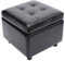 LEITING Luxury Faux Leather Storage Ottoman Toy Box Chair Seat Stool Upholstered Footstool Footrest Cube Pouffe Square For Living Room Bedroom (Black)