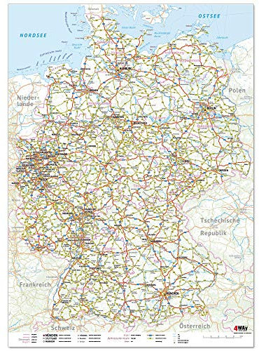 Deutschlandkarte nass abwischbar - verschiedene Formate, versand gerollt (XL (42x60 cm) gerollt)