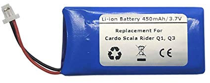 Batterie de rechange 3,7 V 450 mAh pour casques Bluetooth Cardo Scala Rider Q1, Q3