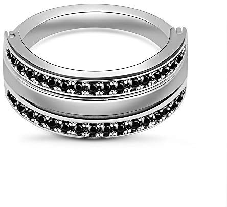 GNOCE 925 Sterling Silber Ringe mit CZs Mode Individualität Ringe Band für Verlobung Jubiläum Schmuck Geschenk für Frauen Männer 3 Möglichkeiten zu tragen