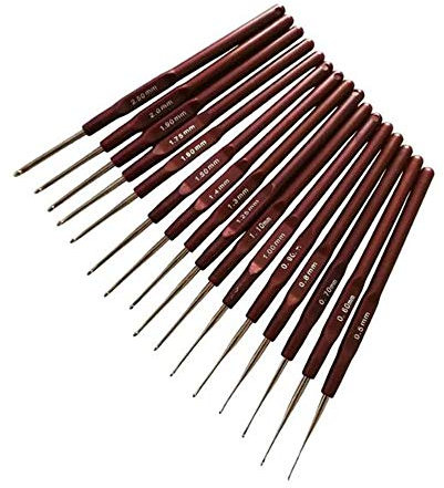 VOANZO 16 Stück Häkelnadel Set Kit Stiche DIY Aluminium Nähwerkzeug Tragbarer handgefertigter Pullover Garn Zubehör Webhandwerk Griff Stricknadeln