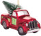 BRUBAKER Pick-Up Truck mit Tannenbaum Rot - Handbemalte Weihnachtskugel aus Glas - Mundgeblasener Christbaumschmuck Figuren lustig Deko Anhänger Baumkugel - 14.2 cm