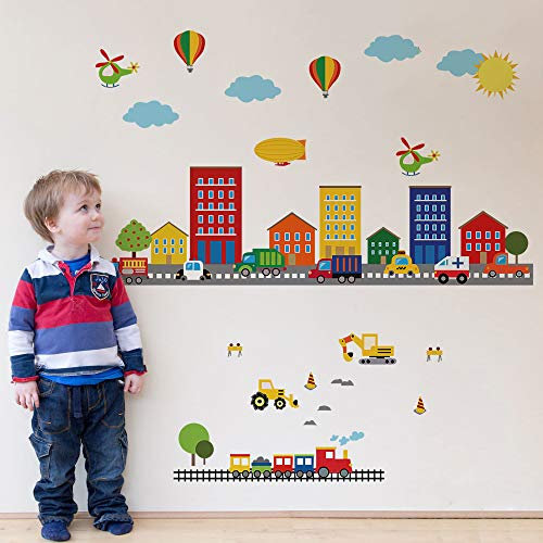 Runtoo Wandtattoo Transporter Wandsticker Fahrzeug Cars Auto Wandaufkleber Kinderzimmer Junge Babyzimmer