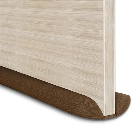 MOXVIO boudins de porte double sous porte, résistant à l'eau, à la neige en tissu Oxford 600D, boudin de porte réglable de 70 à 90 cm, boudin de porte de qualité supérieure (marron)