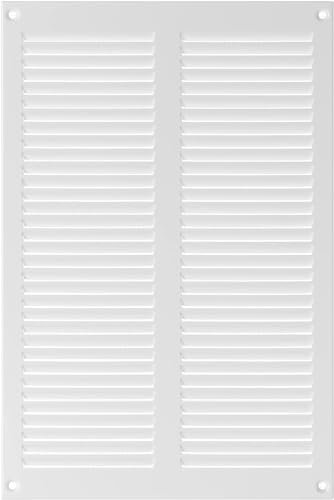 Steinberg14 Griglia di Ventilazione Rettangolare 200x300 mm - Griglie di Aerazione in Metallo Bianco - Serranda di Scarico dell'aria con Zanzariera - Copri Bocchetta Interna a Parete e a Soffitto