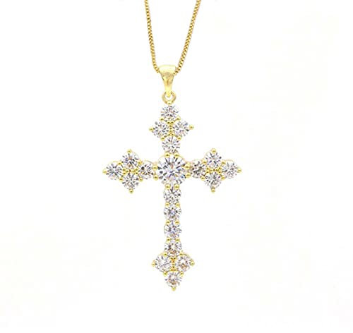 HCMA Coole Kreuz-Halskette für Frauen mit Intarsien aus CZ-Stein im Hip-Hop-Stil mit Anhänger und spezieller Box-Kette, Luxus-Schmuck