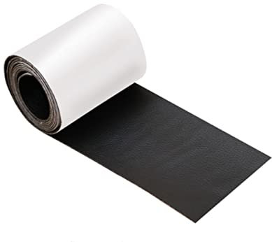 Voarge Réparateur en cuir autoadhésif, réparation en cuir patchs, autocollant Patch en cuir - pour siège de voiture, meubles, veste, canapé, sac à dos, graisses, taches. 7,6 x 152 cm (Noir)
