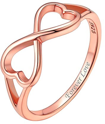 ChicSilver Bague Infini en Forme de Coeur avec Prénom Gravure Or Rose Anneau Prénom Découpé Taille 57