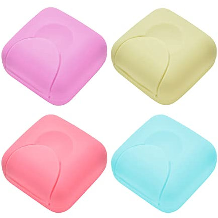Jrzyhi 4 Stück Reise Kunststoff Seifenbehälter Travel Soap Case Box Reise-seifenschalen Reiseseifenbox Reise Kunststoff Seifenschalen Seifenbehälter Mit Deckel für Haus, Bad, Wandern, Reisen, Camping